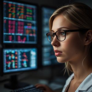 watching at a screen